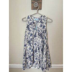 NWT She+Sky Womens Size Small Blue Floral Sleeveless Blouse Tunic